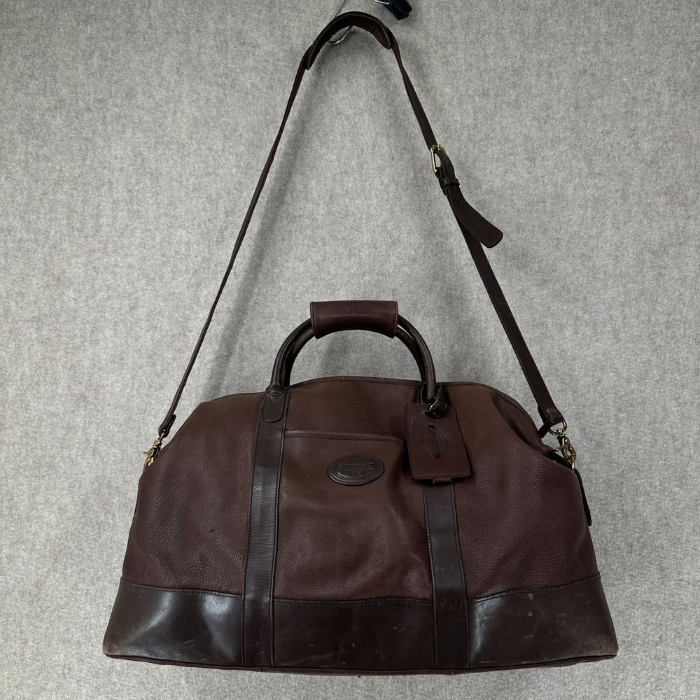 Fossil Brown Leather Doctors Duffle Bag with Strap Overnight